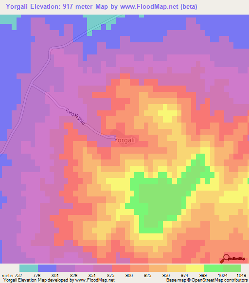 Yorgali,Turkey Elevation Map