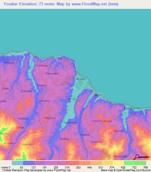 Yorakar,Turkey Elevation Map