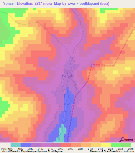 Yoncali,Turkey Elevation Map