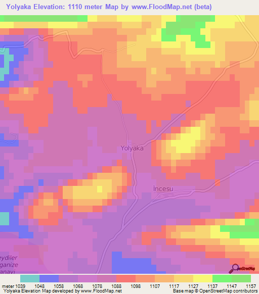 Yolyaka,Turkey Elevation Map