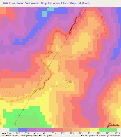 Arfi,Turkey Elevation Map