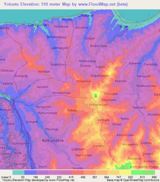 Yolustu,Turkey Elevation Map