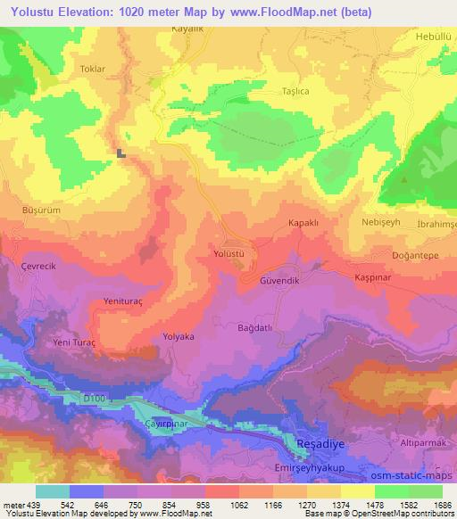 Yolustu,Turkey Elevation Map