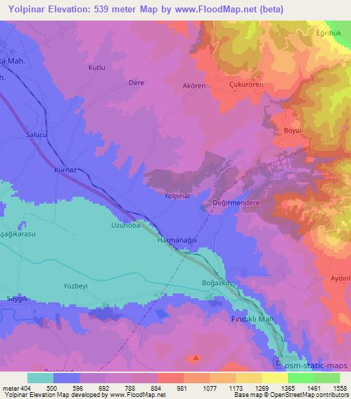 Yolpinar,Turkey Elevation Map