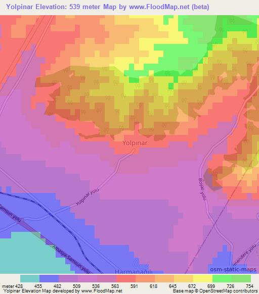 Yolpinar,Turkey Elevation Map