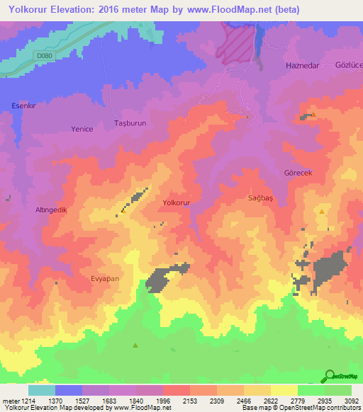 Yolkorur,Turkey Elevation Map