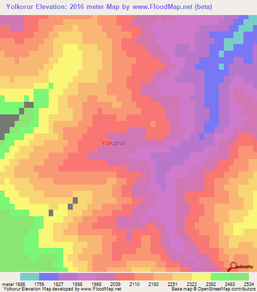 Yolkorur,Turkey Elevation Map