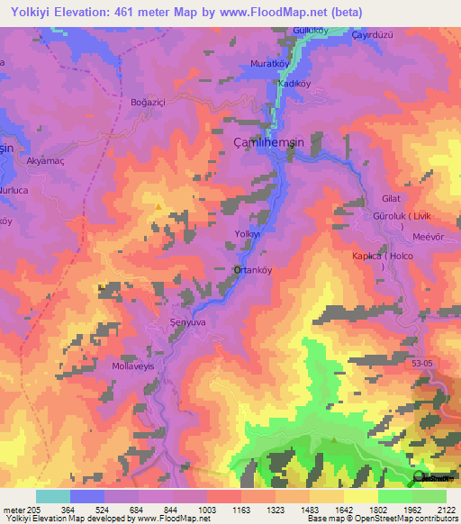 Yolkiyi,Turkey Elevation Map