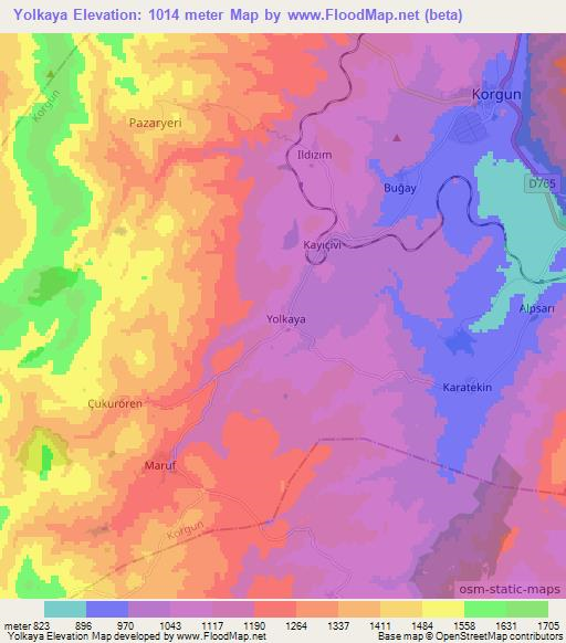 Yolkaya,Turkey Elevation Map