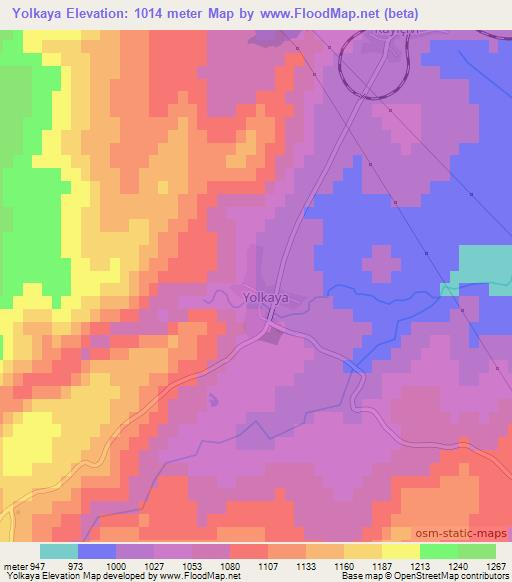 Yolkaya,Turkey Elevation Map