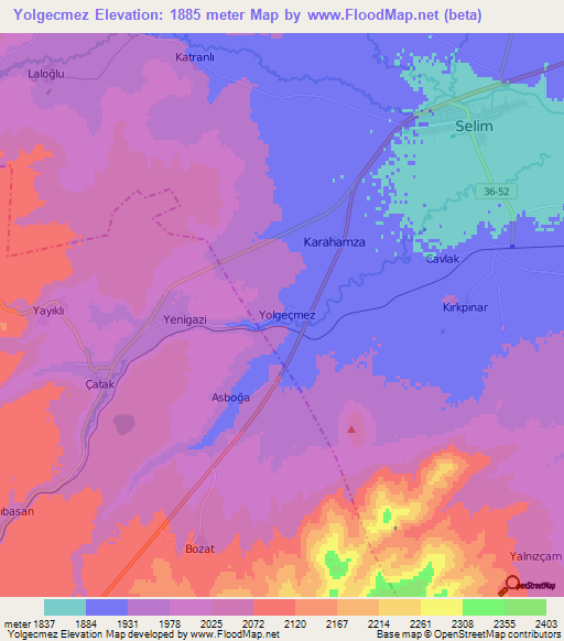 Yolgecmez,Turkey Elevation Map