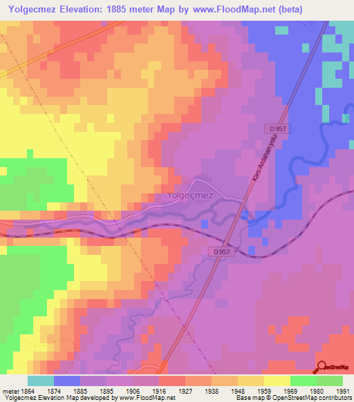 Yolgecmez,Turkey Elevation Map