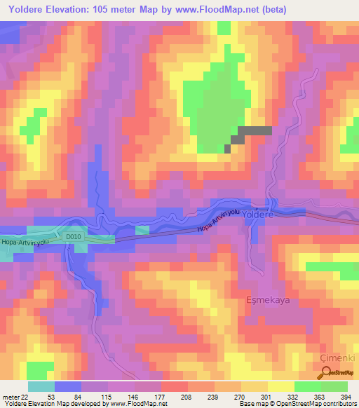 Yoldere,Turkey Elevation Map