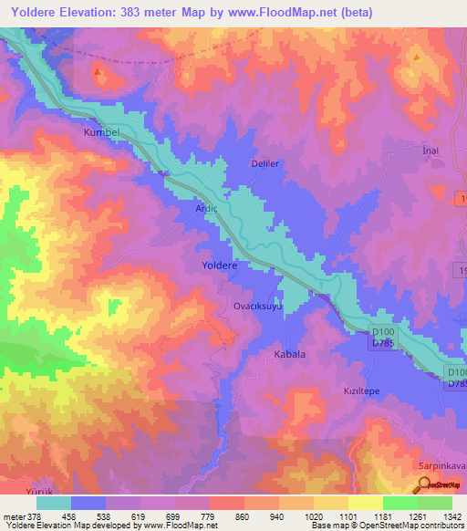 Yoldere,Turkey Elevation Map