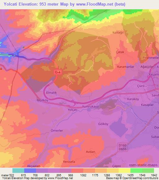 Yolcati,Turkey Elevation Map