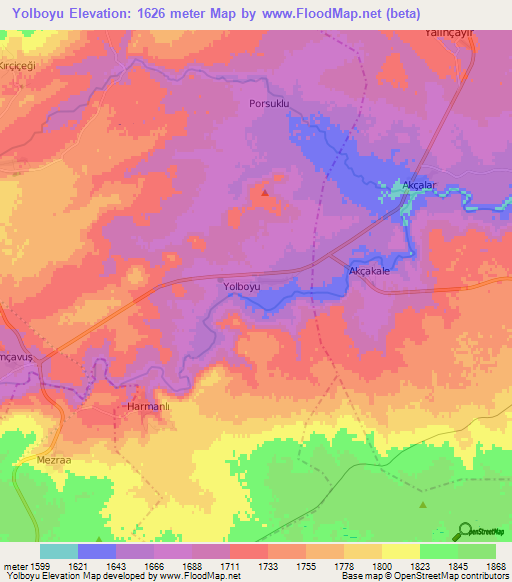 Yolboyu,Turkey Elevation Map