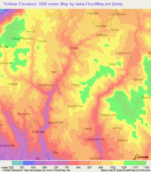 Yolbasi,Turkey Elevation Map