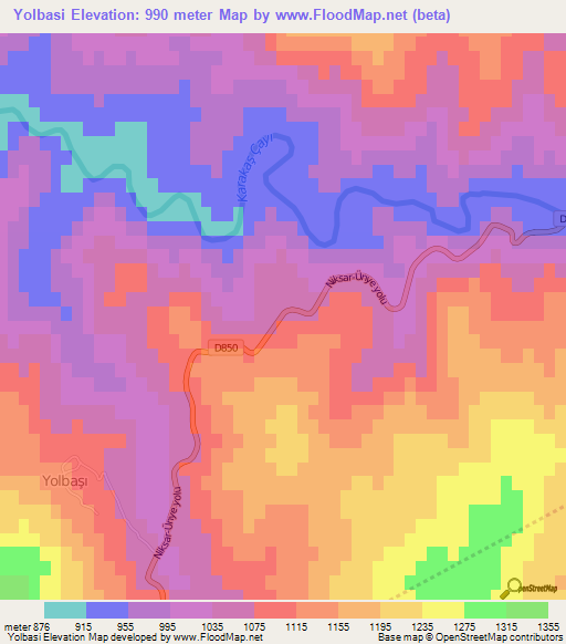 Yolbasi,Turkey Elevation Map