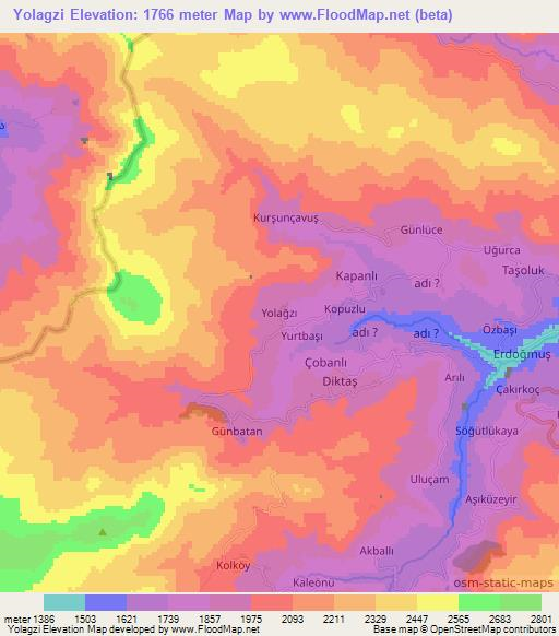 Yolagzi,Turkey Elevation Map