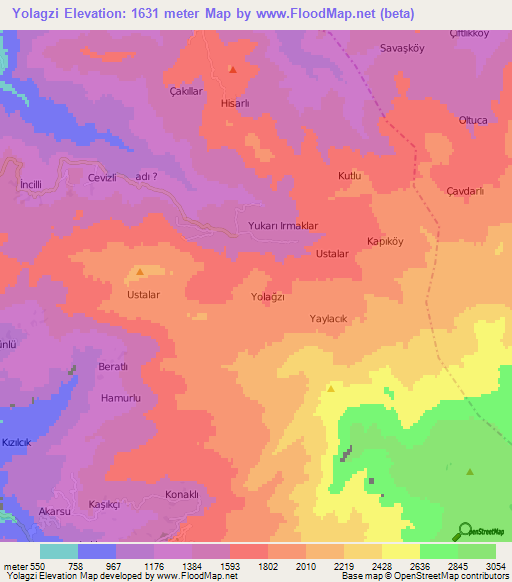 Yolagzi,Turkey Elevation Map