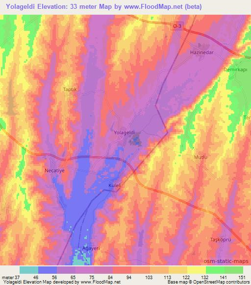 Yolageldi,Turkey Elevation Map