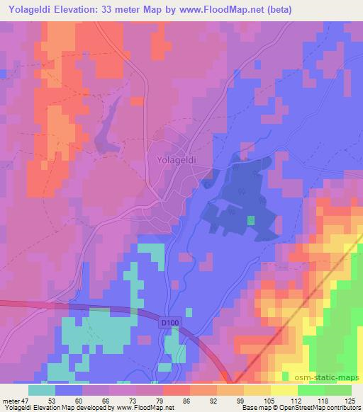 Yolageldi,Turkey Elevation Map