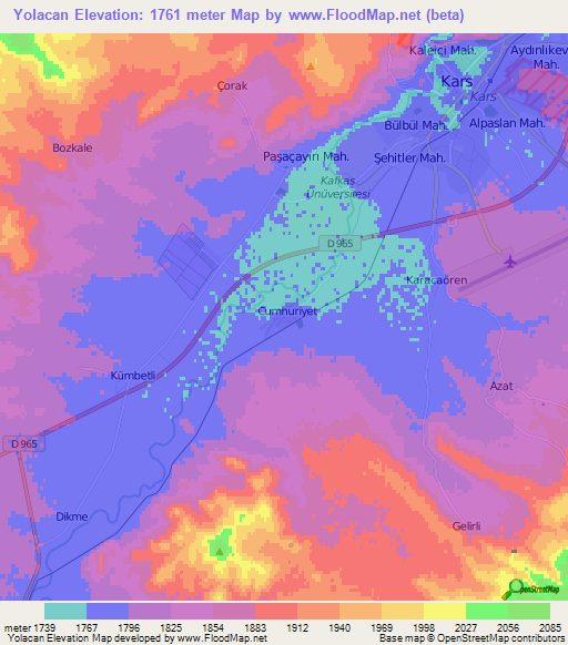 Yolacan,Turkey Elevation Map