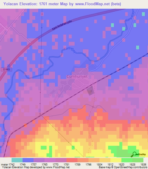 Yolacan,Turkey Elevation Map