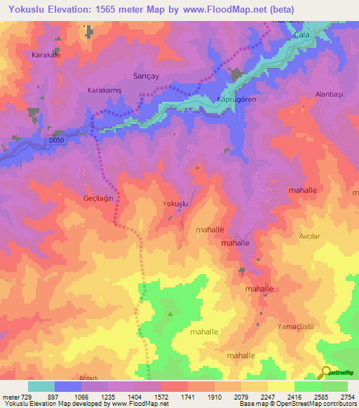 Yokuslu,Turkey Elevation Map