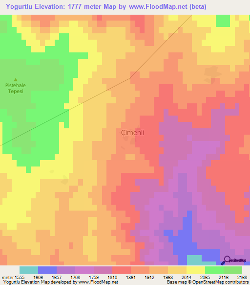 Yogurtlu,Turkey Elevation Map