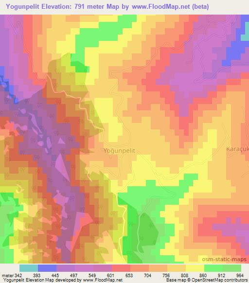 Yogunpelit,Turkey Elevation Map