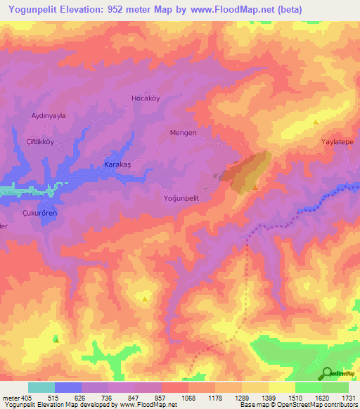 Yogunpelit,Turkey Elevation Map