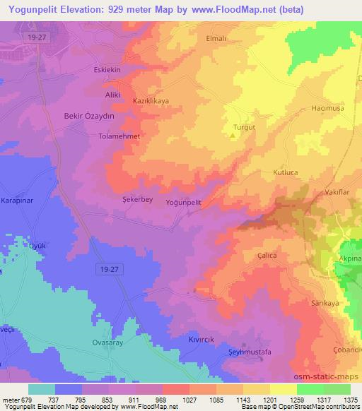 Yogunpelit,Turkey Elevation Map