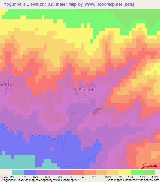 Yogunpelit,Turkey Elevation Map