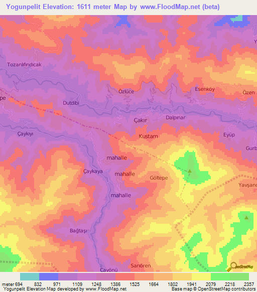 Yogunpelit,Turkey Elevation Map