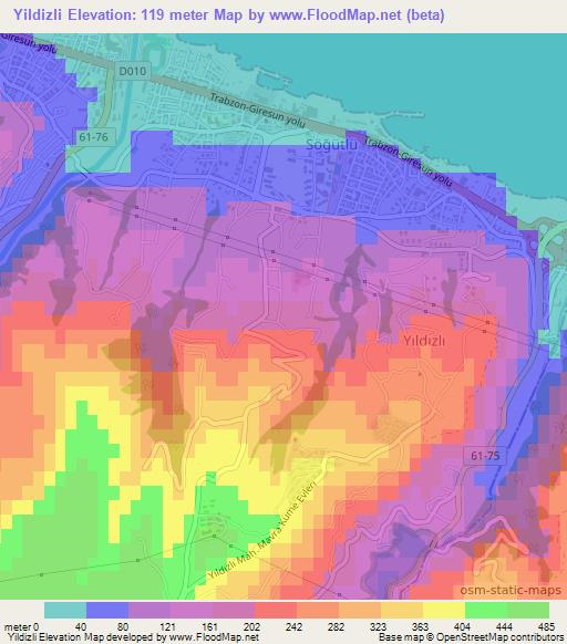 Yildizli,Turkey Elevation Map