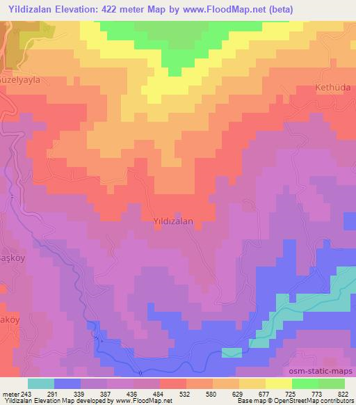 Yildizalan,Turkey Elevation Map