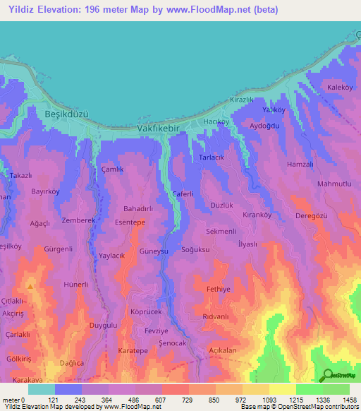 Yildiz,Turkey Elevation Map