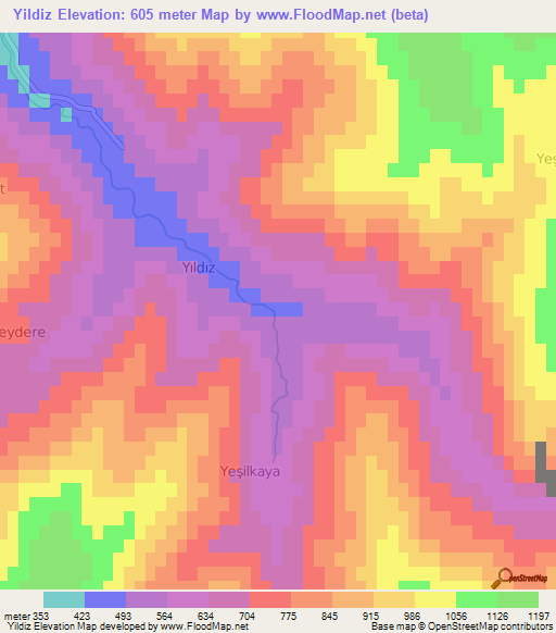 Yildiz,Turkey Elevation Map