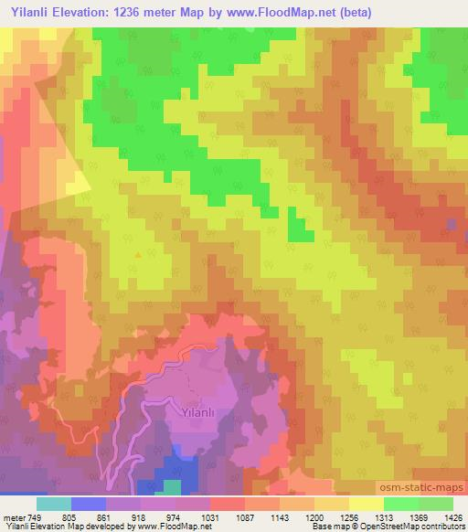 Yilanli,Turkey Elevation Map