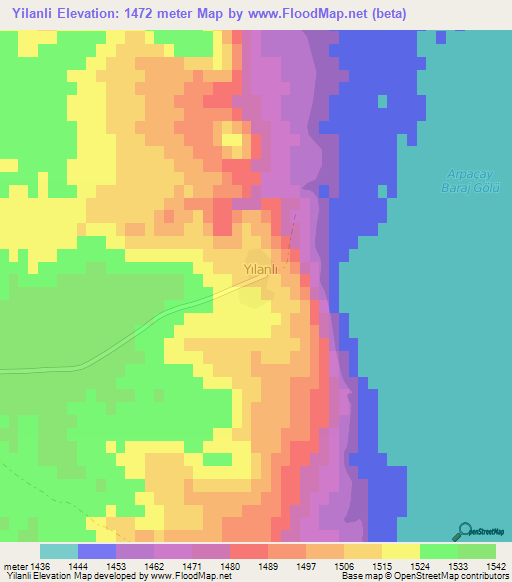 Yilanli,Turkey Elevation Map