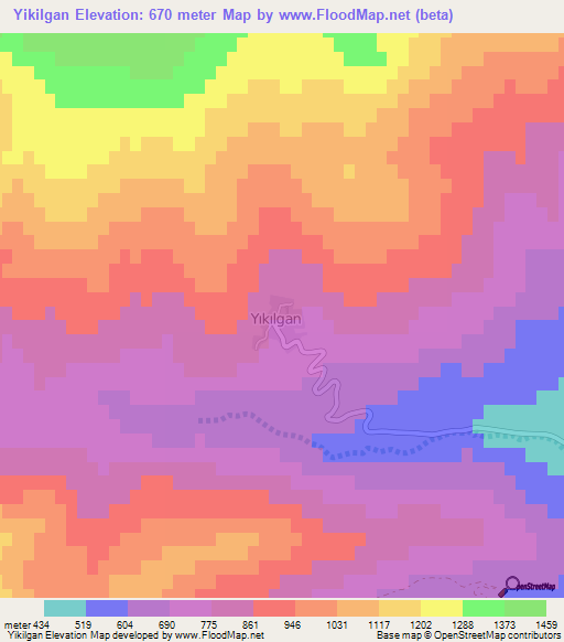 Yikilgan,Turkey Elevation Map