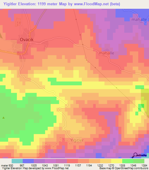 Yigitler,Turkey Elevation Map