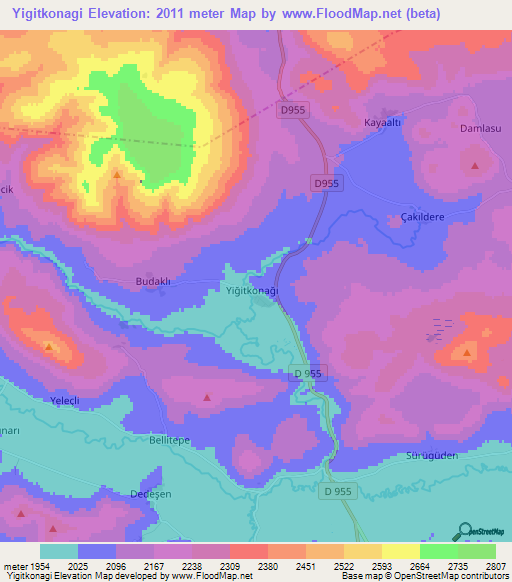 Yigitkonagi,Turkey Elevation Map