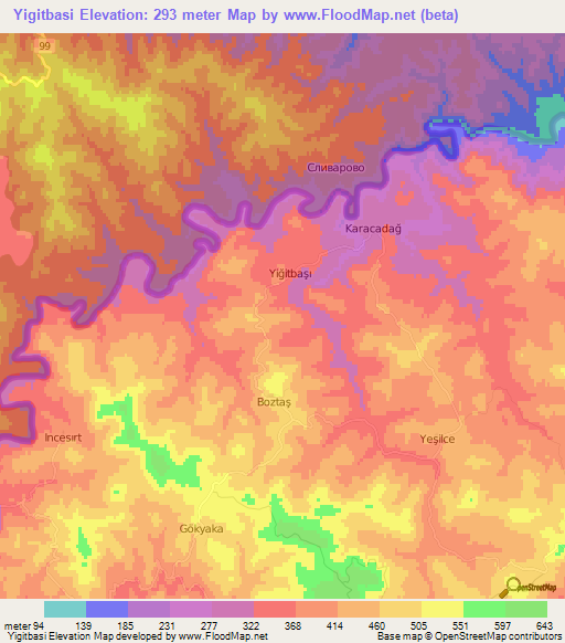 Yigitbasi,Turkey Elevation Map