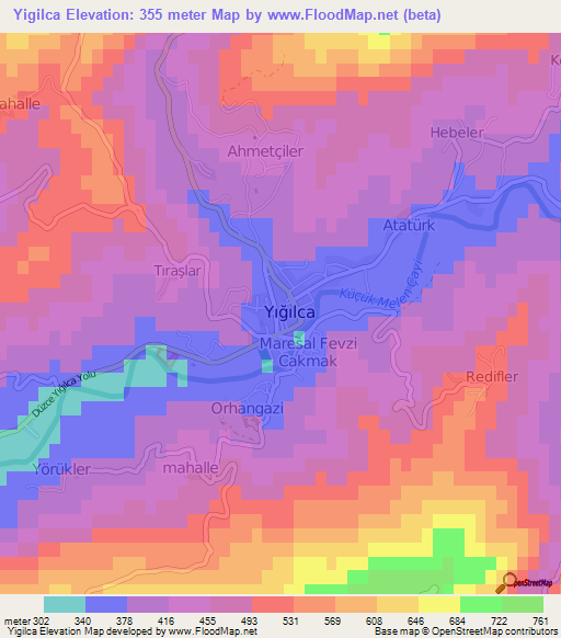 Yigilca,Turkey Elevation Map