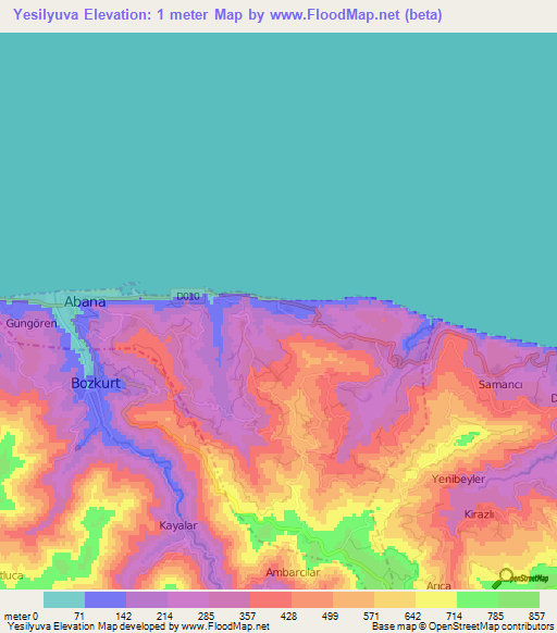 Yesilyuva,Turkey Elevation Map