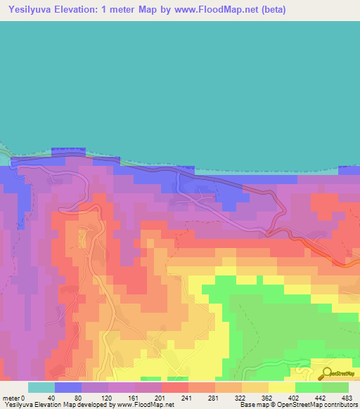 Yesilyuva,Turkey Elevation Map