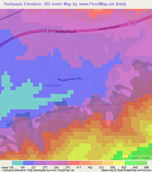 Yesilyayla,Turkey Elevation Map