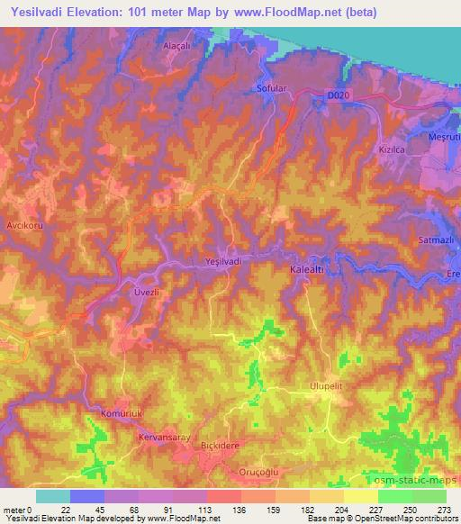 Yesilvadi,Turkey Elevation Map